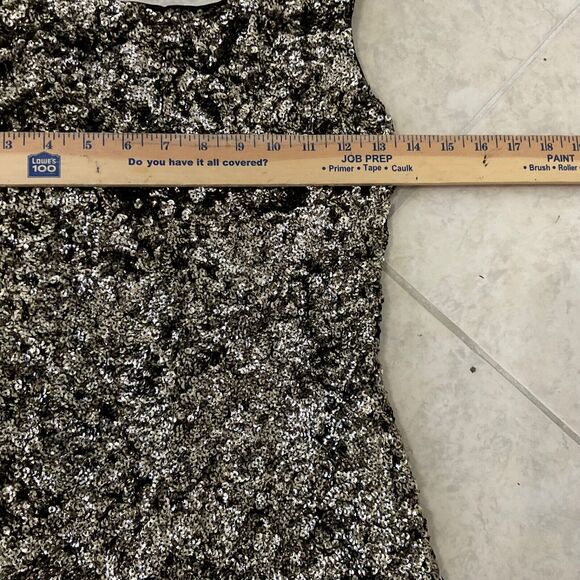 Zara Dress Woman's M  Black Gold Sequined Bodycon Low Back Dress Party Cocktail - Picture 13 of 13